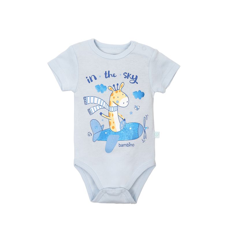 BAMBINO - Set 2 Body Manga Corta Celeste Jirafa Niño 6-9M