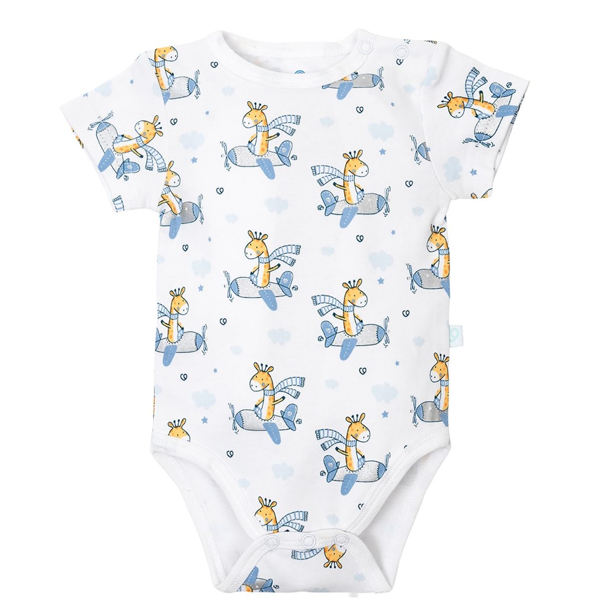 BAMBINO - Set 2 Body Manga Corta Celeste Jirafa Niño 6-9M