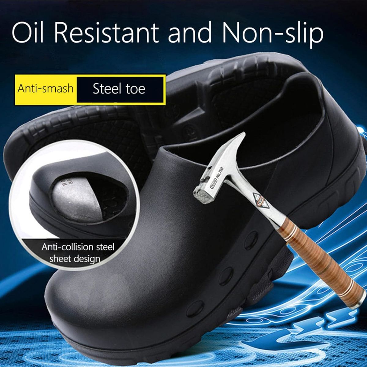 BAY6 - Zapato Zueco Antideslizante Cocina de Seguridad Punta Acero BAY6