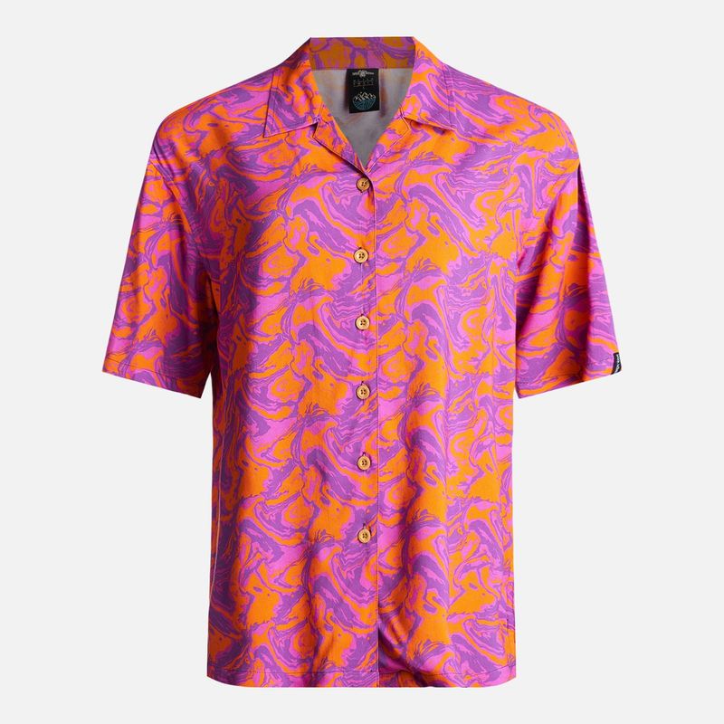 HAKA HONU - Camisa Mujer Marmolada Print Naranjo Haka Honu