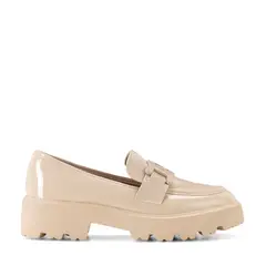 WEIDE - Mocasín Charol Plataforma Beige Casual Mujer QIU288