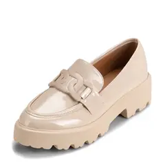 WEIDE - Mocasín Charol Plataforma Beige Casual Mujer QIU288