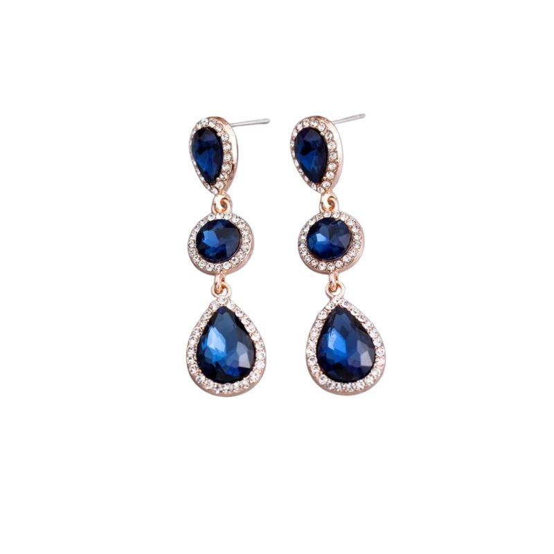 GENERICO - Pendientes con gota de agua con diseño de diamante de imitación