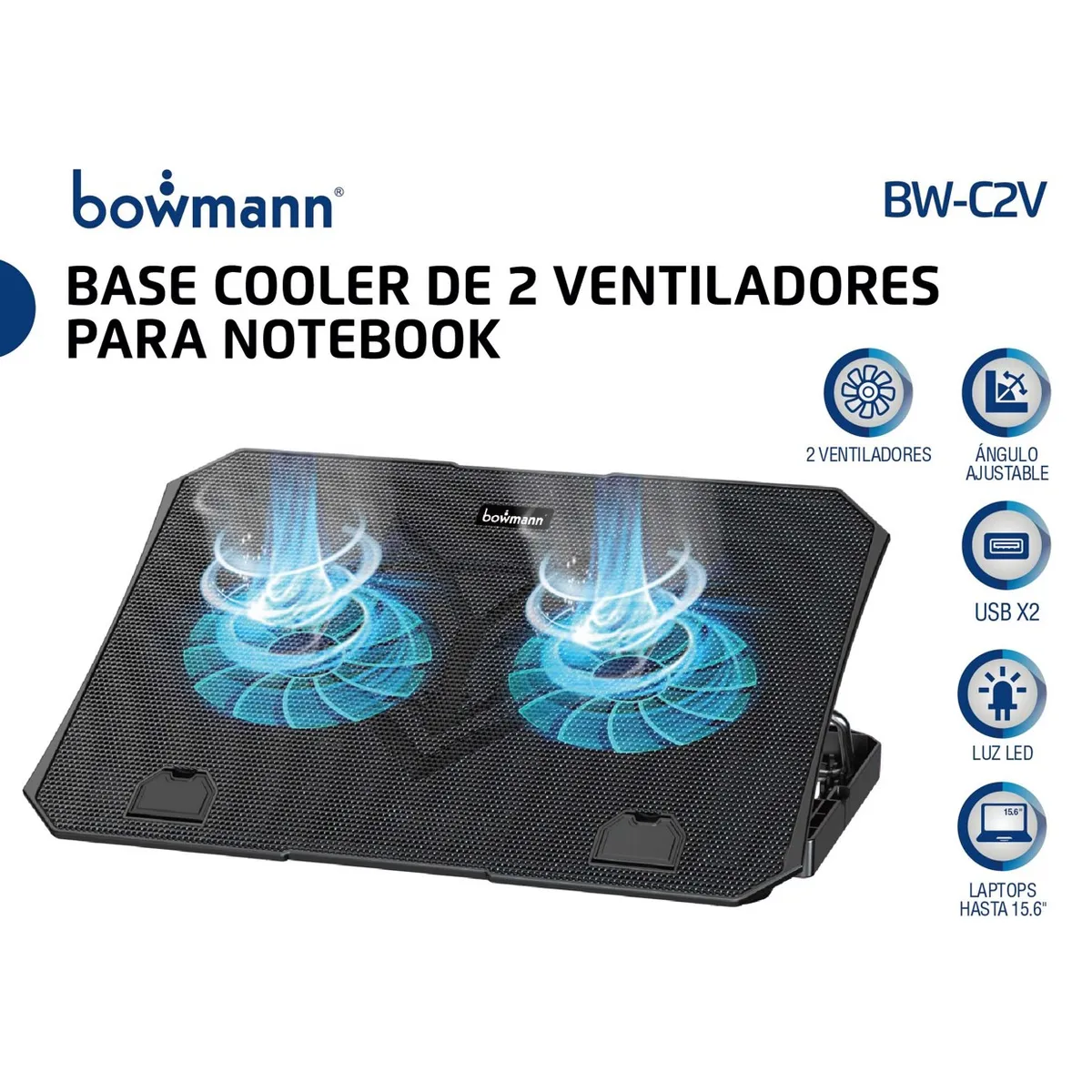 BOWMANN - Base Cooler Notebook 2 Ventiladores Bowmann Bw-c2v.