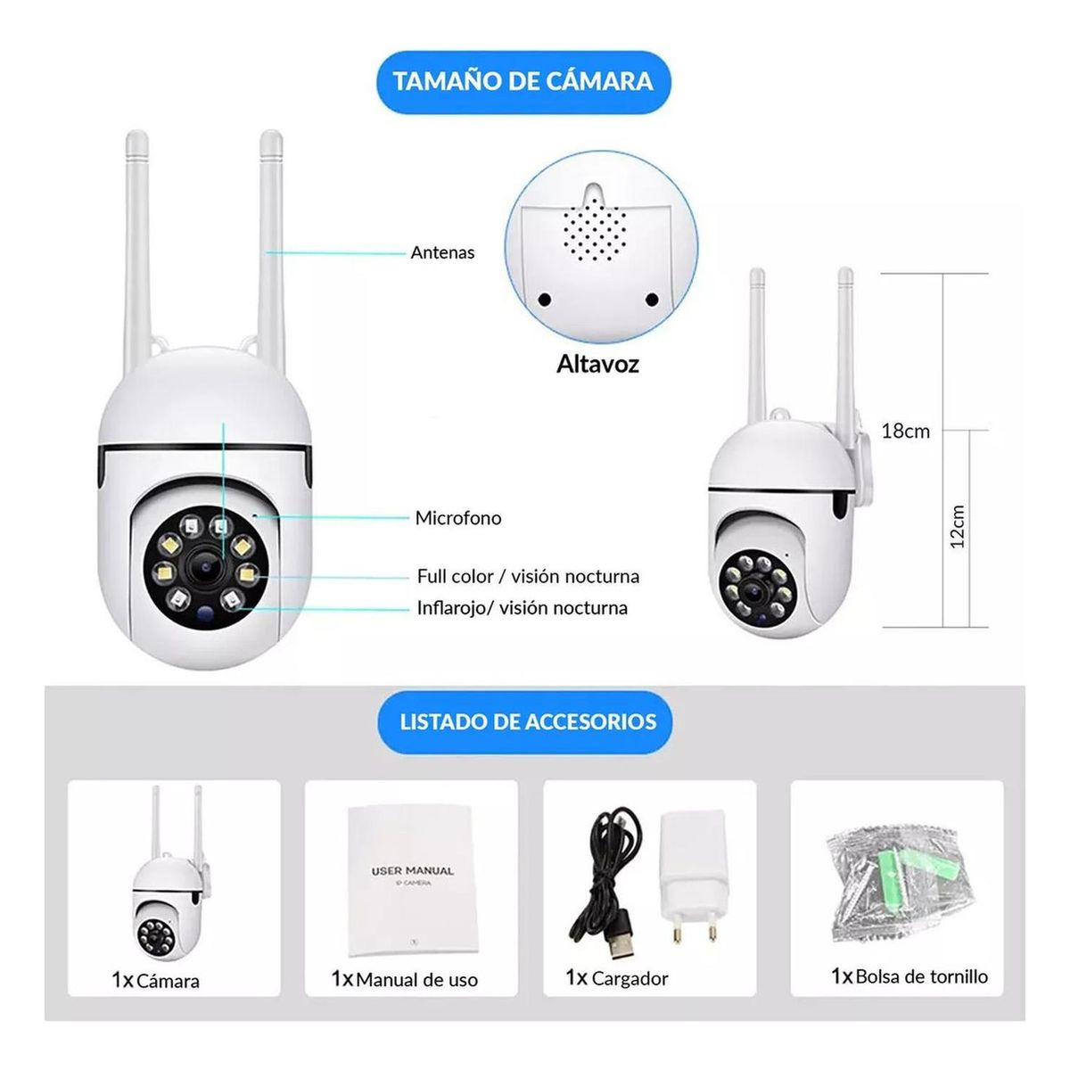 GENERICO - Cámara Ip Wifi Exterior Okaeri Inalámbrica 1080hd