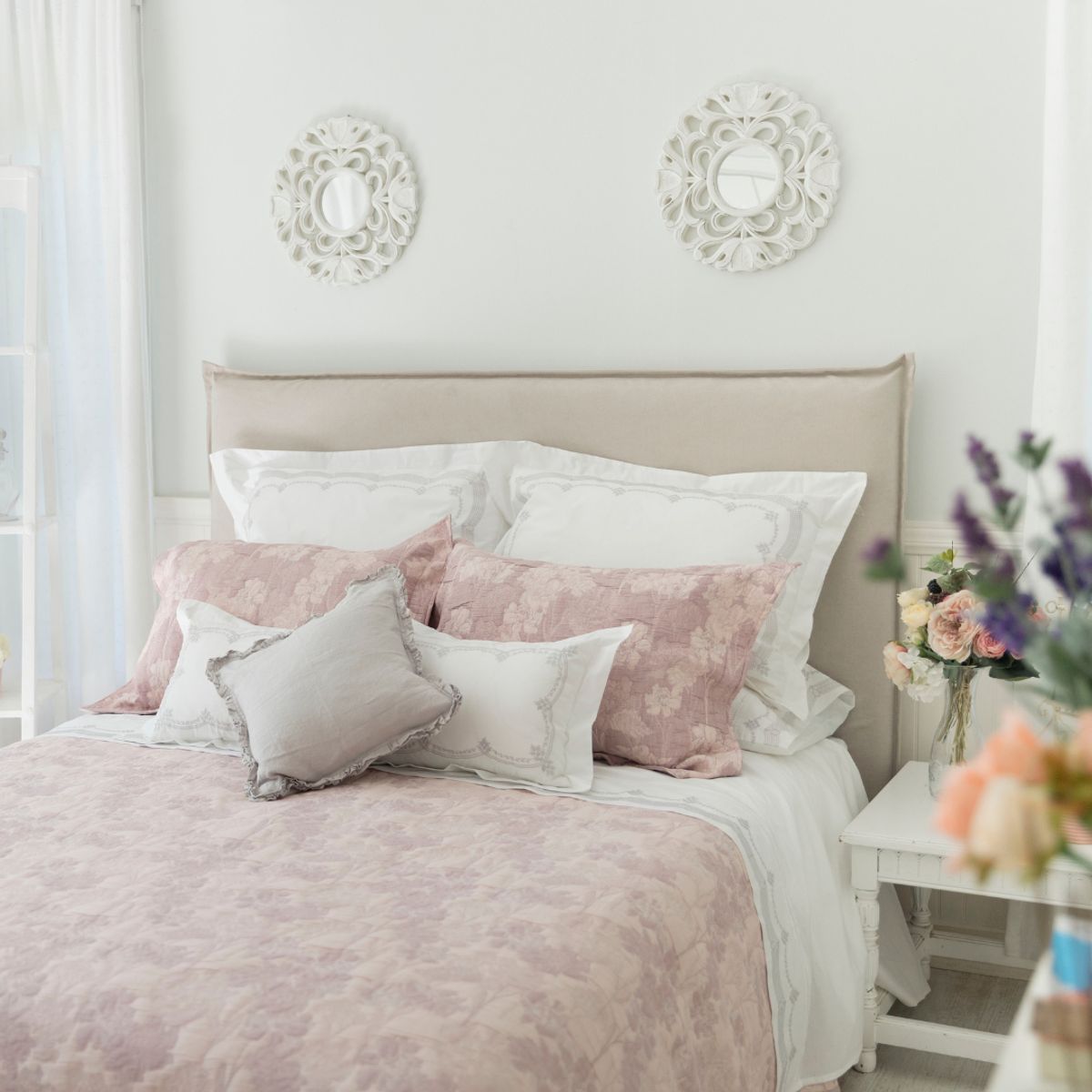 KABECEROS - RESPALDO LAVABLE CON FUNDA PESTAÑA - SUPER KING - LINO BAHIA BEIGE