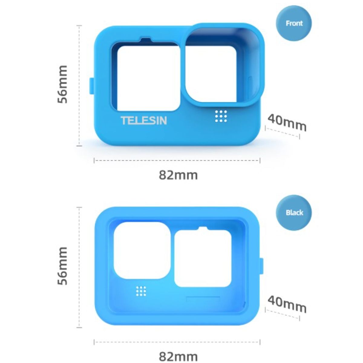 TELESIN - Funda de silicona + correa para Gopro Hero 13/12/ 11/ 10/ 9 - Celeste