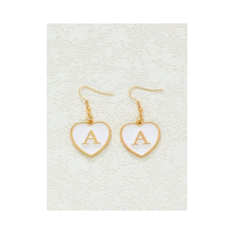 GENERICO - Pendientes largos con diseño de letra con corazón