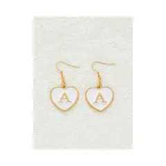 GENERICO - Pendientes largos con diseño de letra con corazón