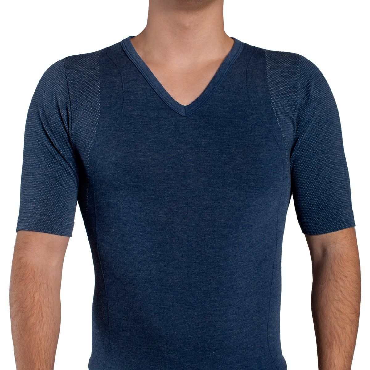 TAIS - Camiseta Cuello V Bamboo Cobre Azulino Tais