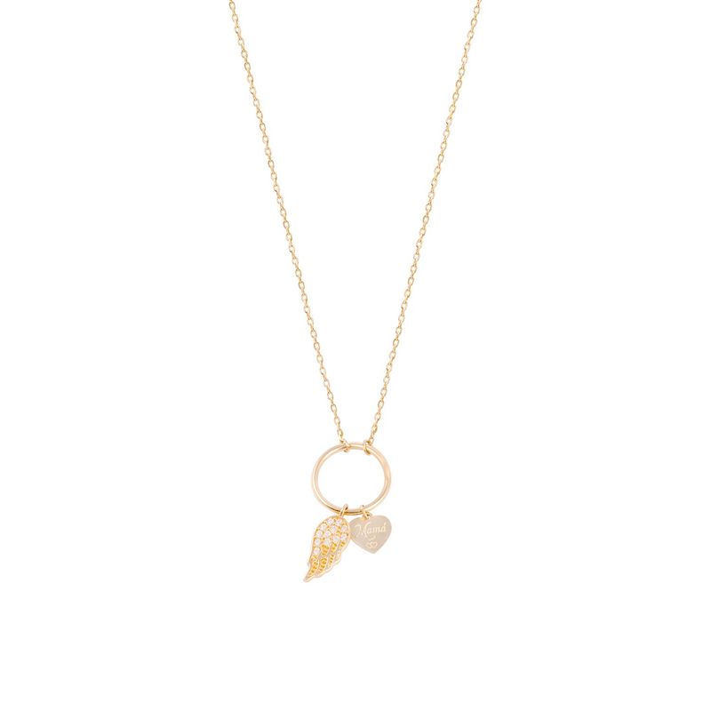 JB JOYAS BARON - Collar de Oro 18kt Ala Circonita Mamá