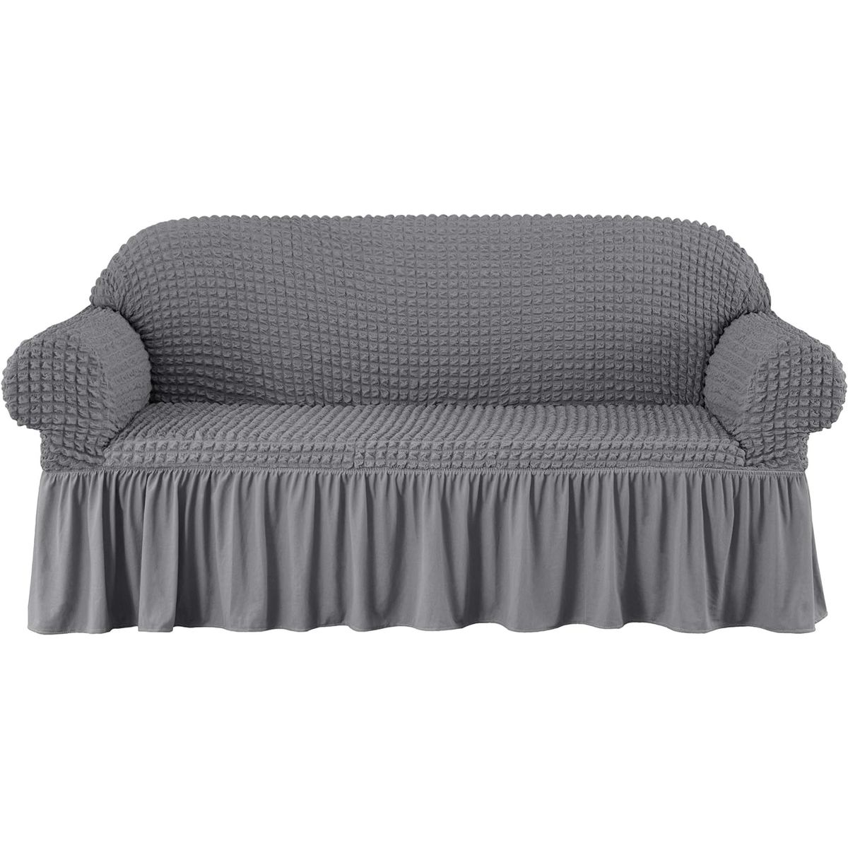 DIANA - FUNDA PARA SOFA 3 CuerPO TELA ELASTICA CON FALDA TIPO TURCA gris diana