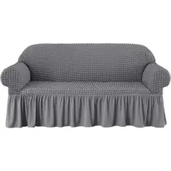 DIANA - FUNDA PARA SOFA 3 CuerPO TELA ELASTICA CON FALDA TIPO TURCA gris