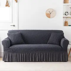 DIANA - FUNDA de SOFA 3 CuerPO TELA ELASTICA CON FALDA TIPO TURCA gris