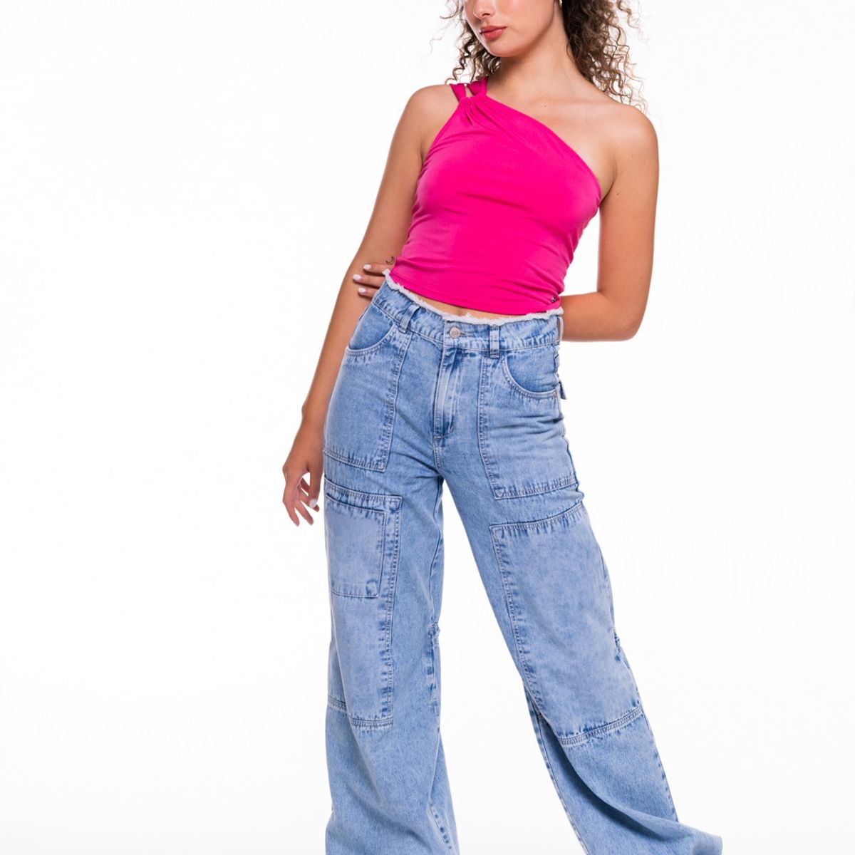 EFESIS - Jeans Poly Palazzo Recogido en Pierna Azul Efesis