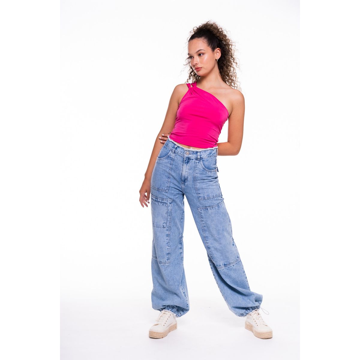 EFESIS - Jeans Poly Palazzo Recogido en Pierna Azul Efesis