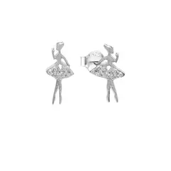 ANDREA COGGIOLA JOYAS - Aros Bailarina Mini Circón Plata Fina 925