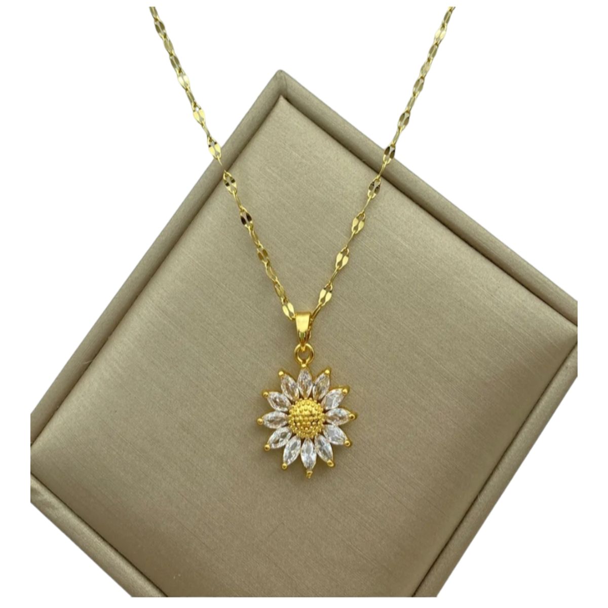 GENERICO - Collar Girasol  Acero Inoxidable y chapado en oro 18k
