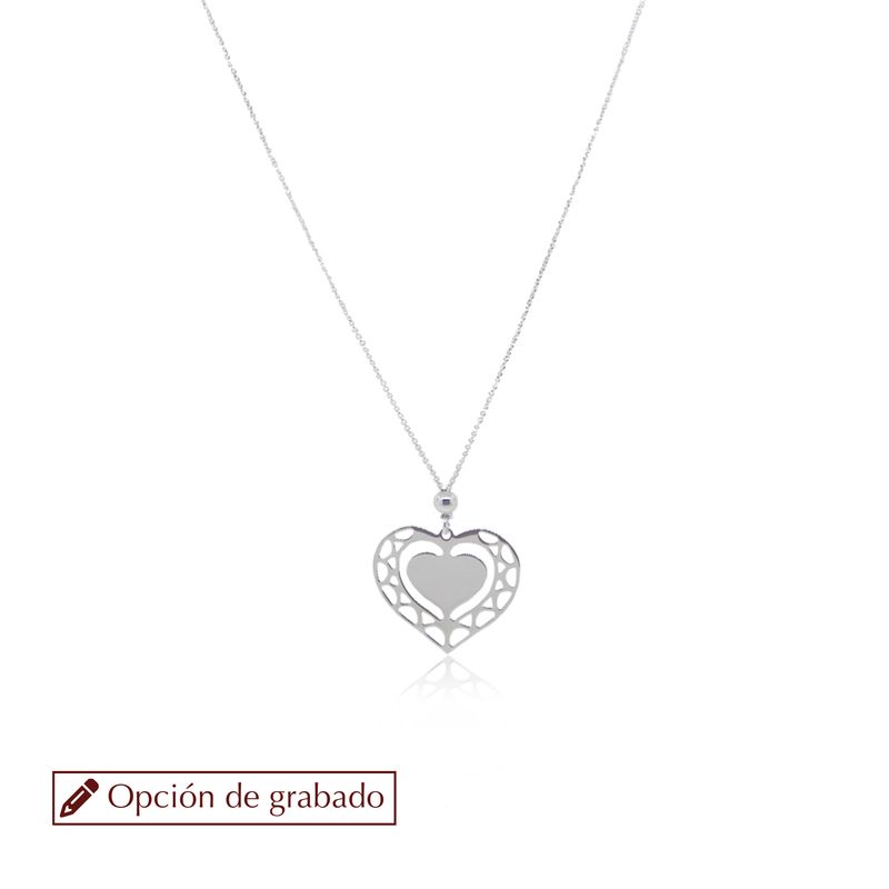JB JOYAS BARON - Collar Plata Esterlina 925 Corazón Centro