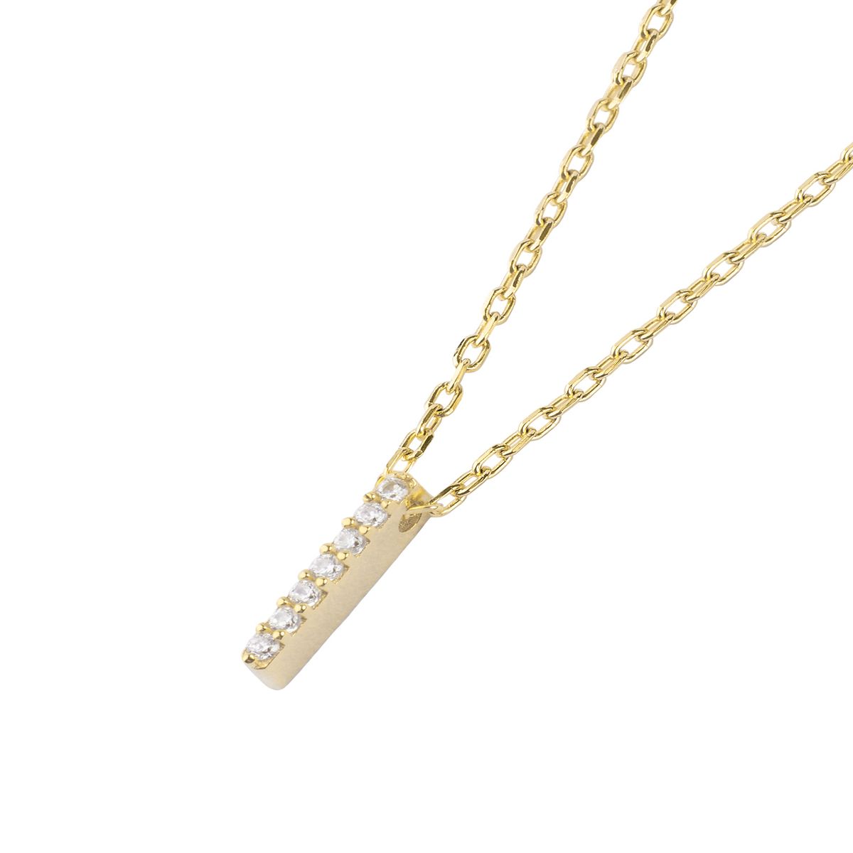 JB JOYAS BARON - Collar de Plata Esterlina 925 Letra I Circon Revestido en Oro 18kt