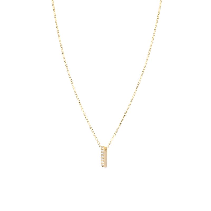 JB JOYAS BARON - Collar de Plata Esterlina 925 Letra I Circon Revestido en Oro 18kt