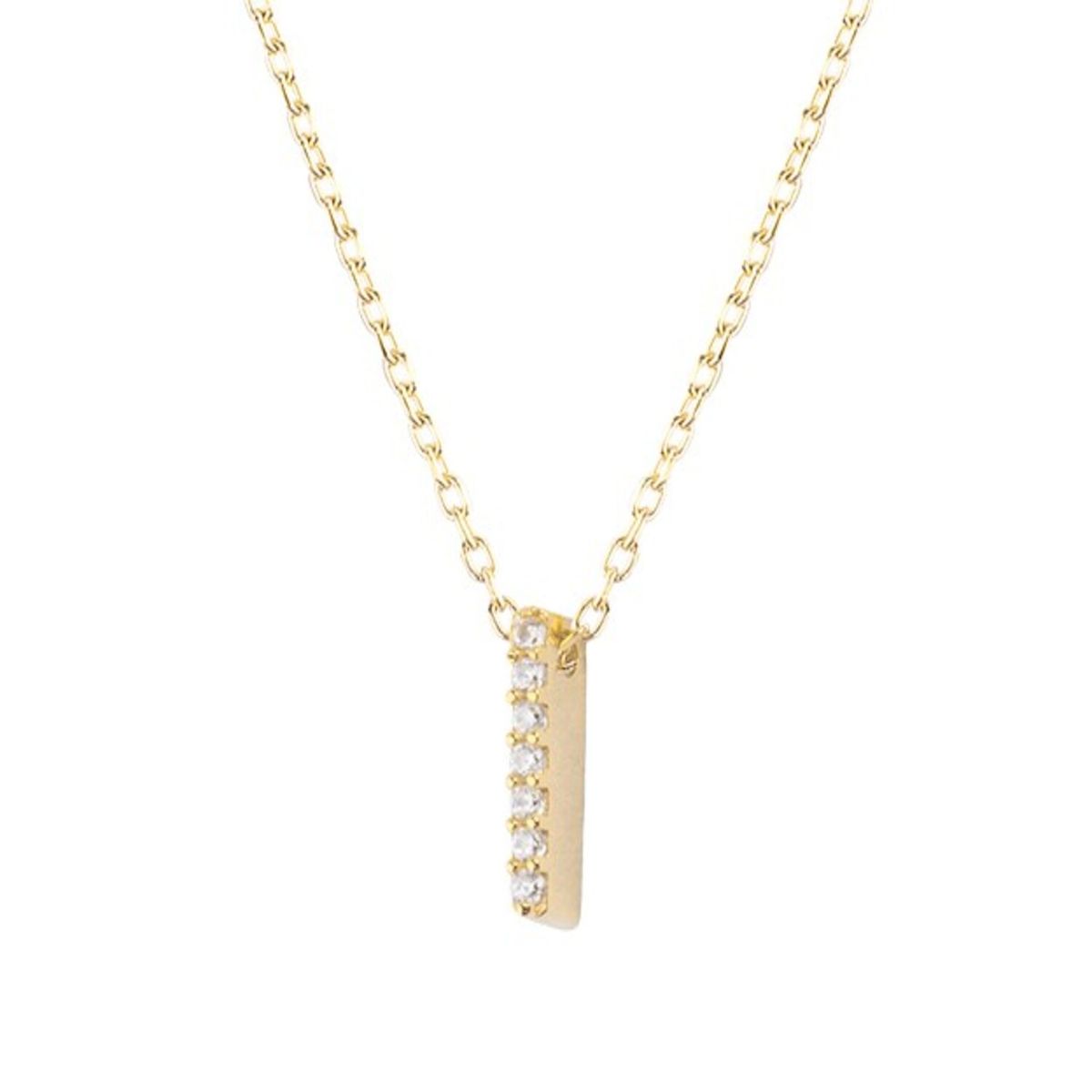 JB JOYAS BARON - Collar de Plata Esterlina 925 Letra I Circon Revestido en Oro 18kt