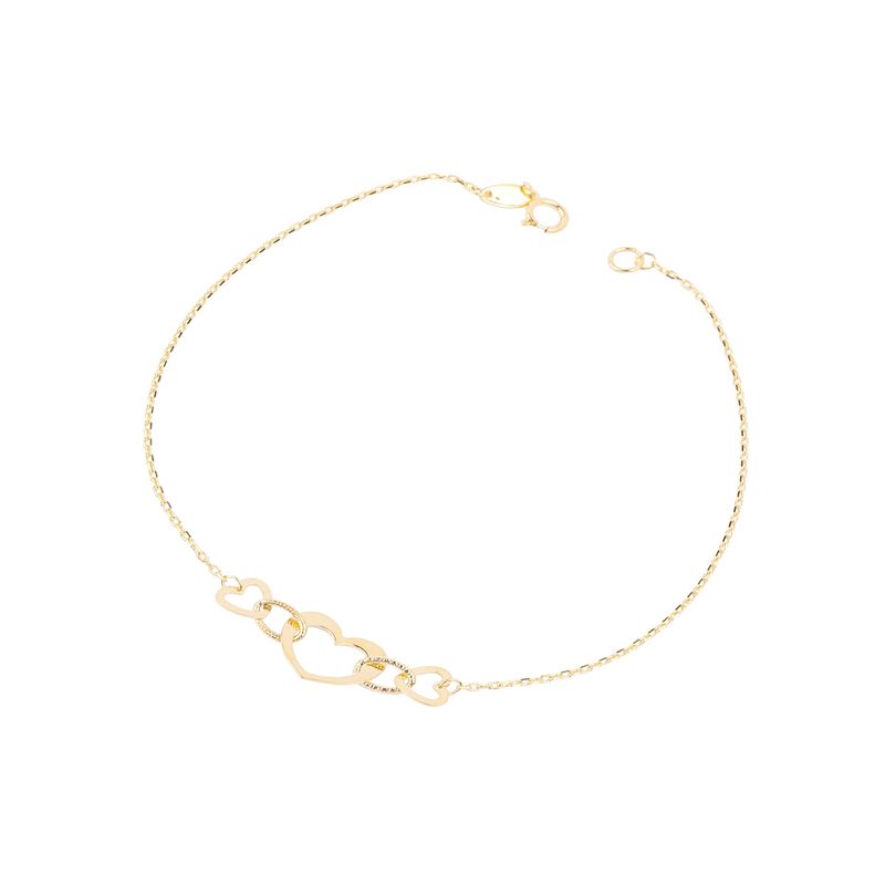 JB JOYAS BARON - Pulsera de Oro 18kt Triple Corazon