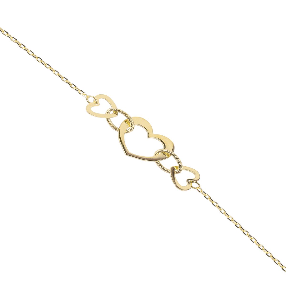 JB JOYAS BARON - Pulsera de Oro 18kt Triple Corazon