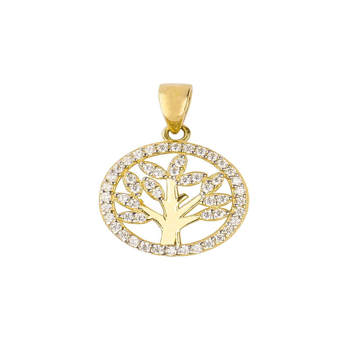 JB JOYAS BARON - Colgante de Oro 18kt Arbol de la Vida en Circones