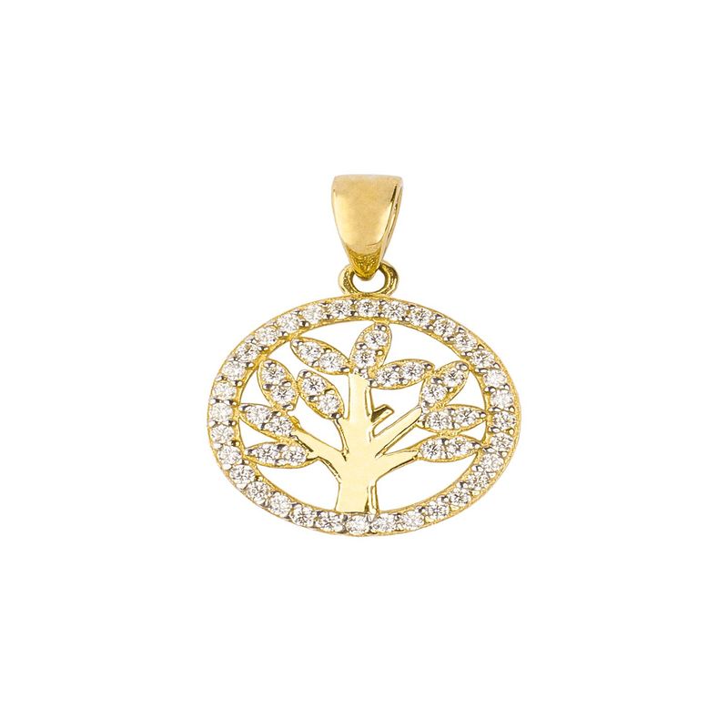 JB JOYAS BARON - Colgante de Oro 18kt Arbol de la Vida en Circones