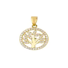 JB JOYAS BARON - Colgante de Oro 18kt Arbol de la Vida en Circones