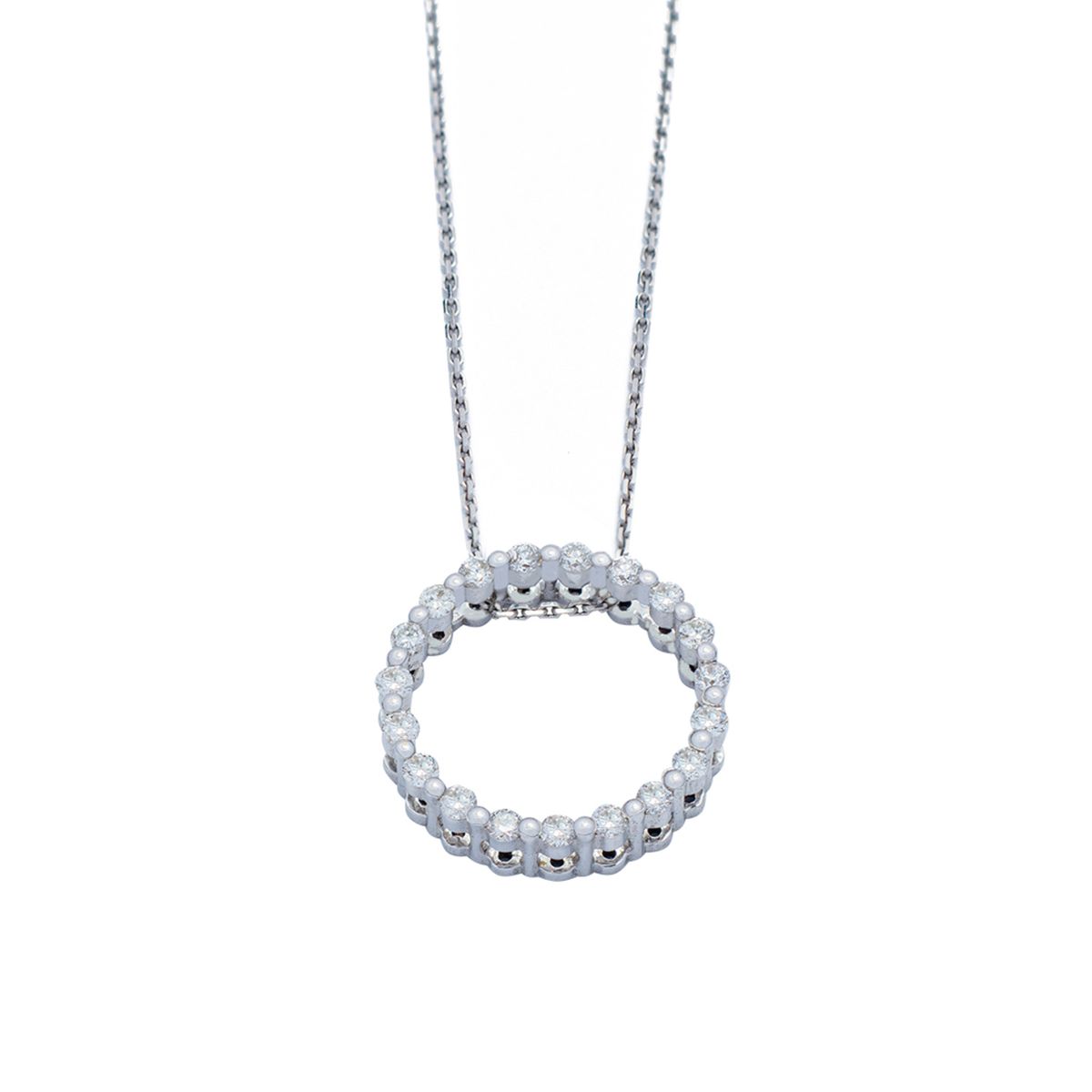JB JOYAS BARON - Collar de Oro Blanco 18kt con Diamante  Modelo Argolla 18 Puntos