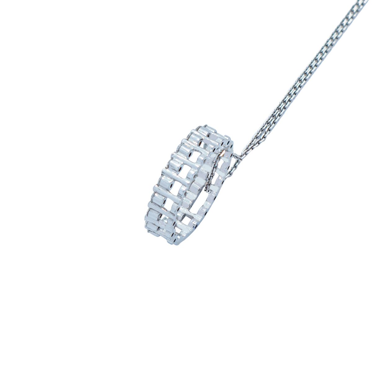 JB JOYAS BARON - Collar de Oro Blanco 18kt con Diamante  Modelo Argolla 18 Puntos