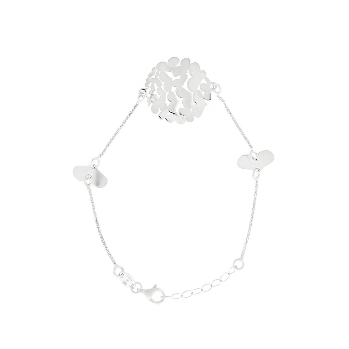 JB JOYAS BARON - Pulsera de Plata Esterlina 925 Centro Corazones