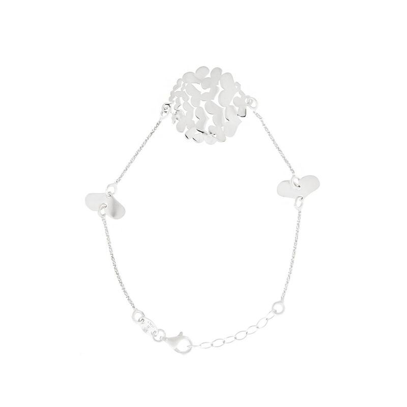 JB JOYAS BARON - Pulsera de Plata Esterlina 925 Centro Corazones