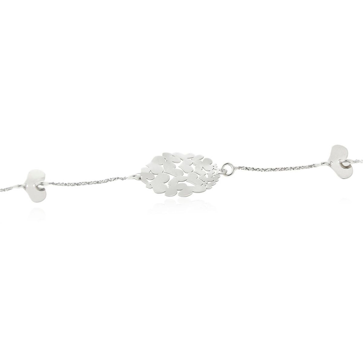 JB JOYAS BARON - Pulsera de Plata Esterlina 925 Centro Corazones