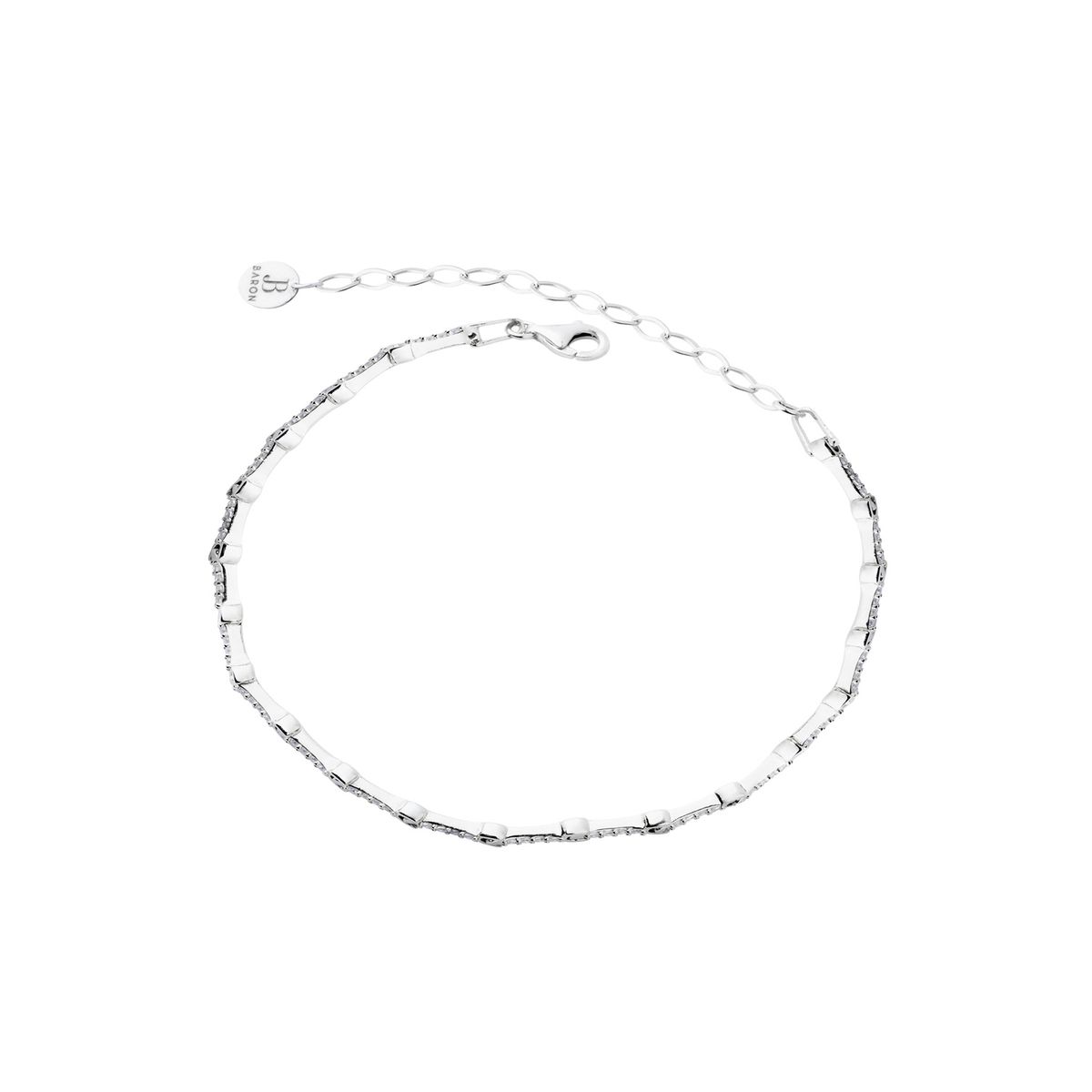 JB JOYAS BARON - Pulsera de Plata Esterlina 925 Rigida Circon
