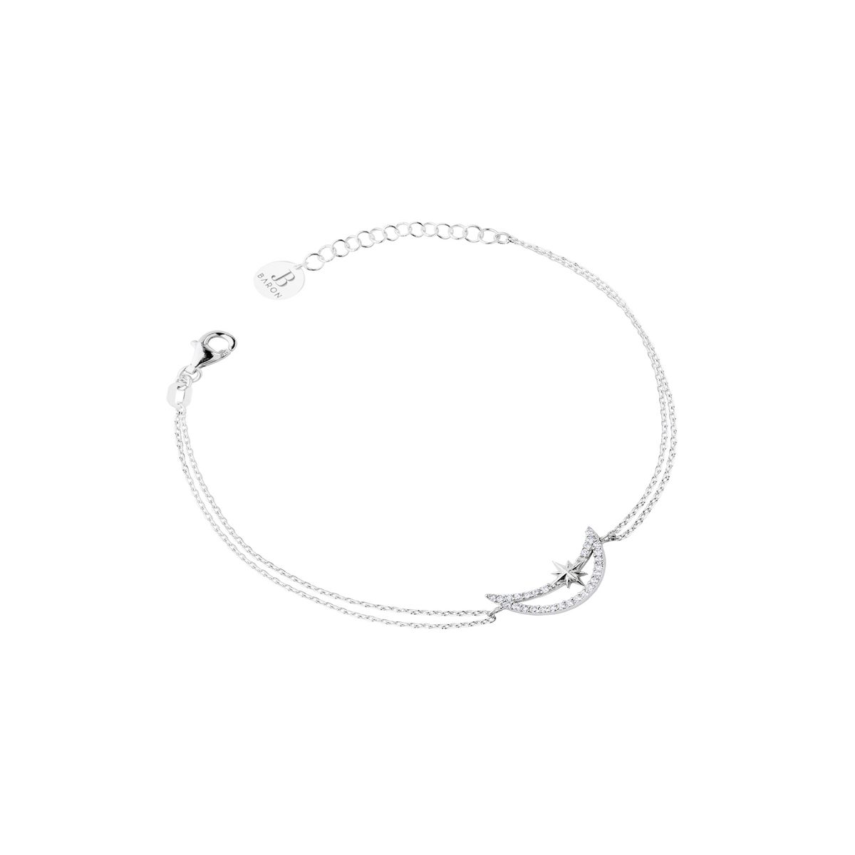 JB JOYAS BARON - Pulsera de Plata Esterlina 925 Luna Circon