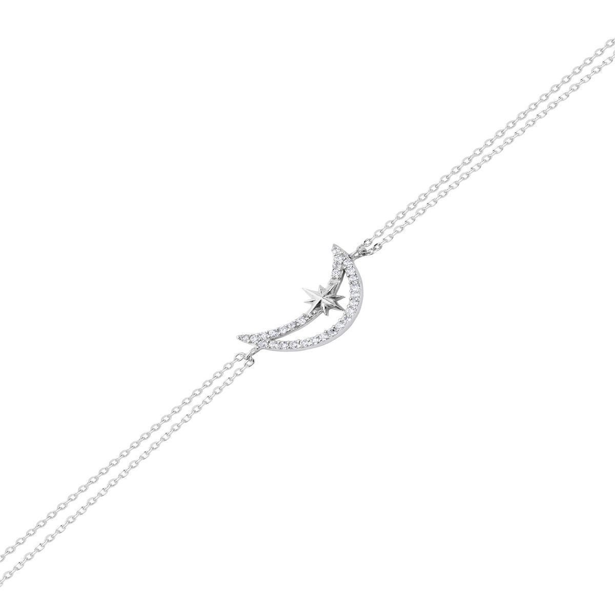 JB JOYAS BARON - Pulsera de Plata Esterlina 925 Luna Circon
