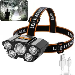 GENERICO - Linterna frontal de cabeza 5 leds