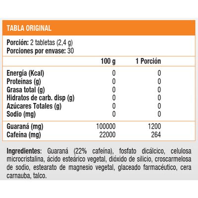 Imagen 2 del producto Guarana 1200 mg (60 tabs) - Original