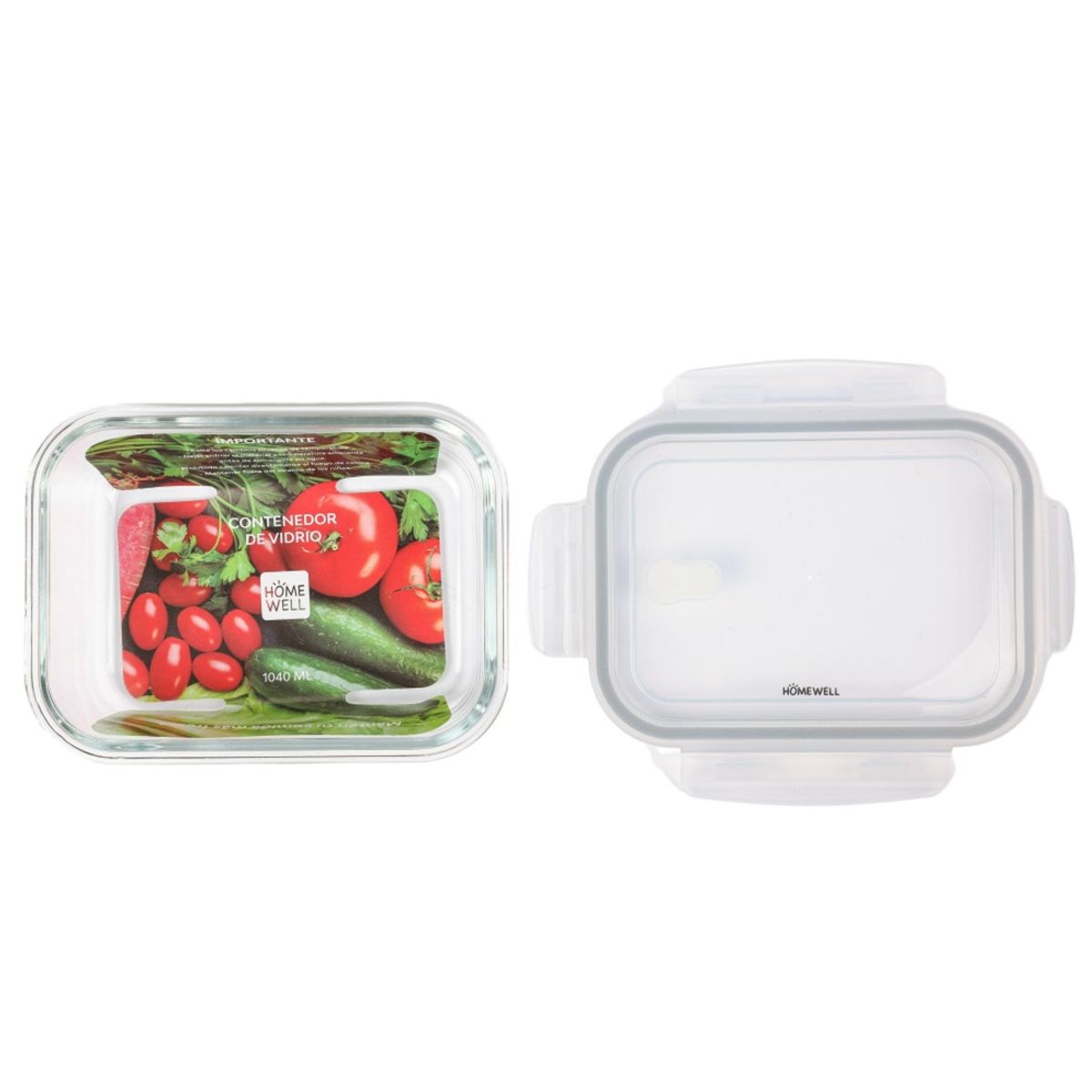 HOMEWELL - Contenedor Hermetico Vidrio Rectangular 1040ml HOMEWELL