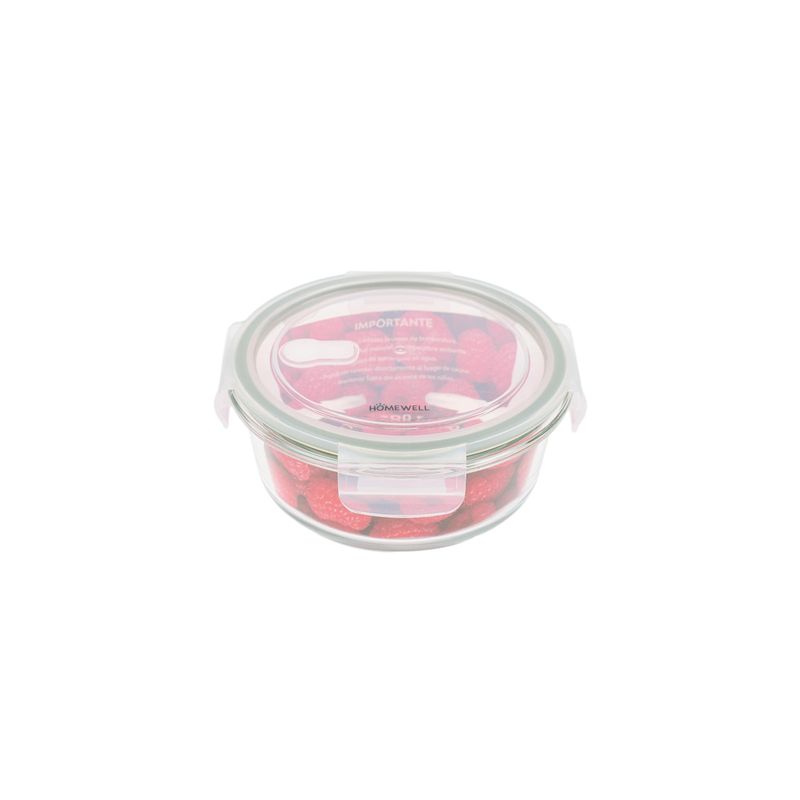 HOMEWELL - Contenedor Hermetico Vidrio Redondo 650ml HOMEWELL
