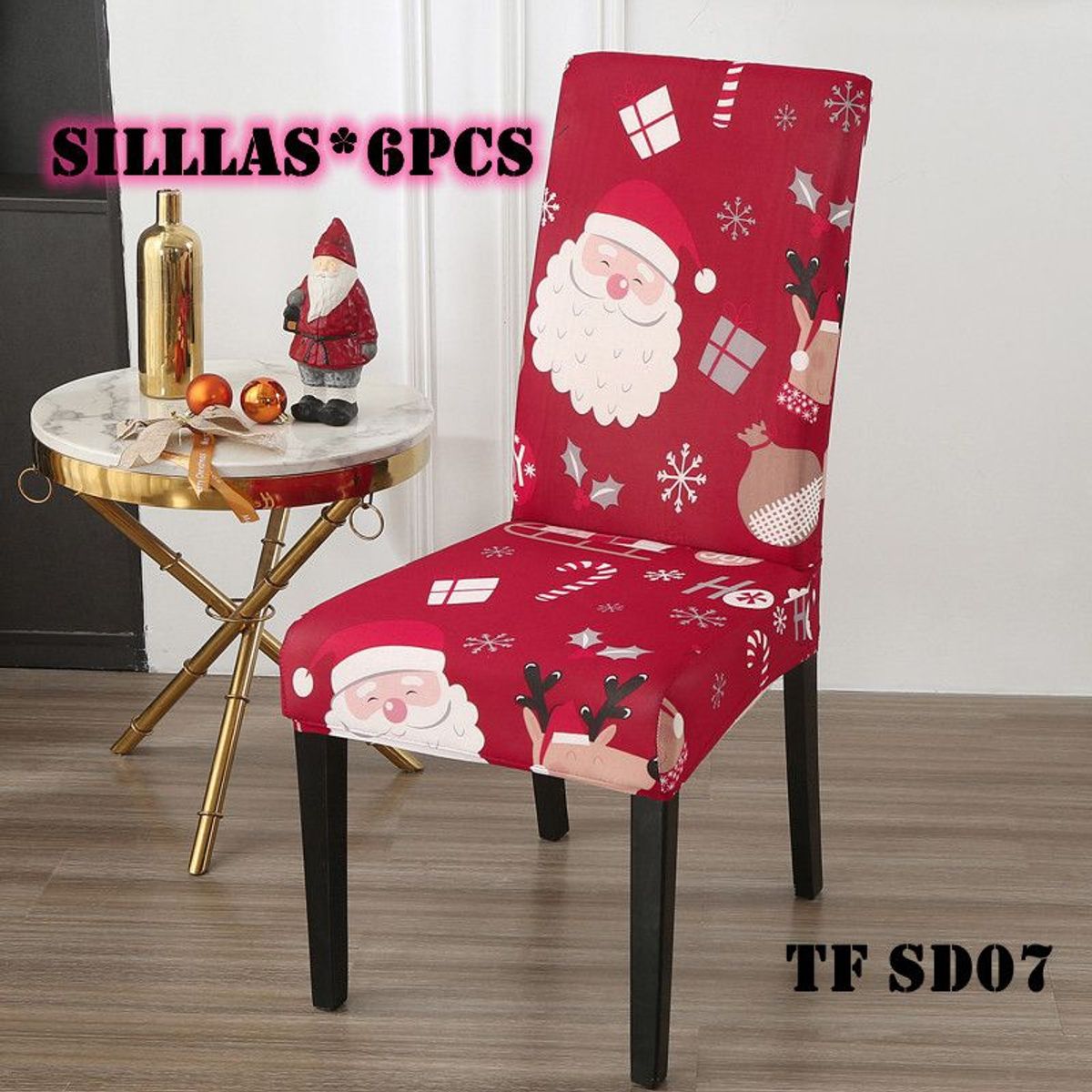 GENERICO - fundas para silla de comedor diseño navidad 6 unidades
