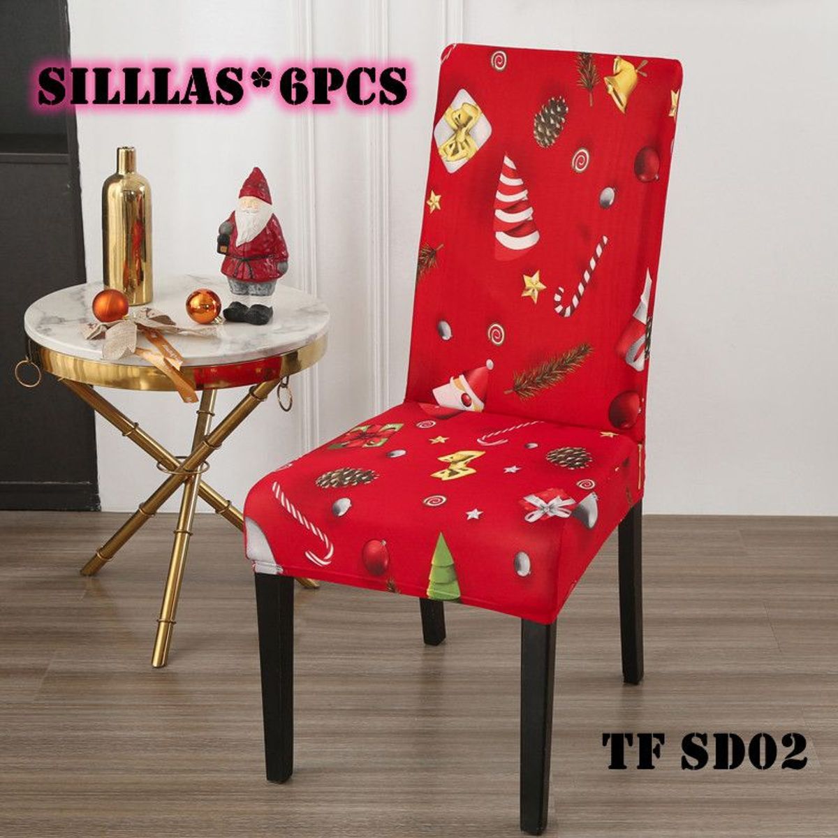 GENERICO - fundas para silla de comedor diseño navidad 6 unidades