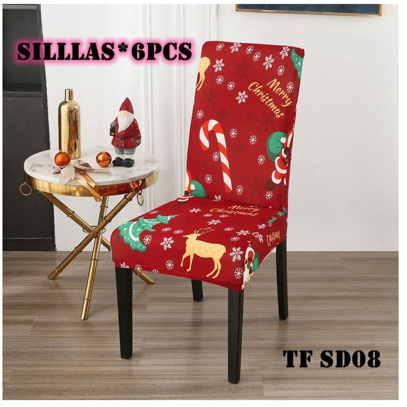 GENERICO - fundas para silla de comedor diseño navidad 6 unidades