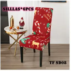GENERICO - Fundas para silla de comedor diseño navidad 6 unidades