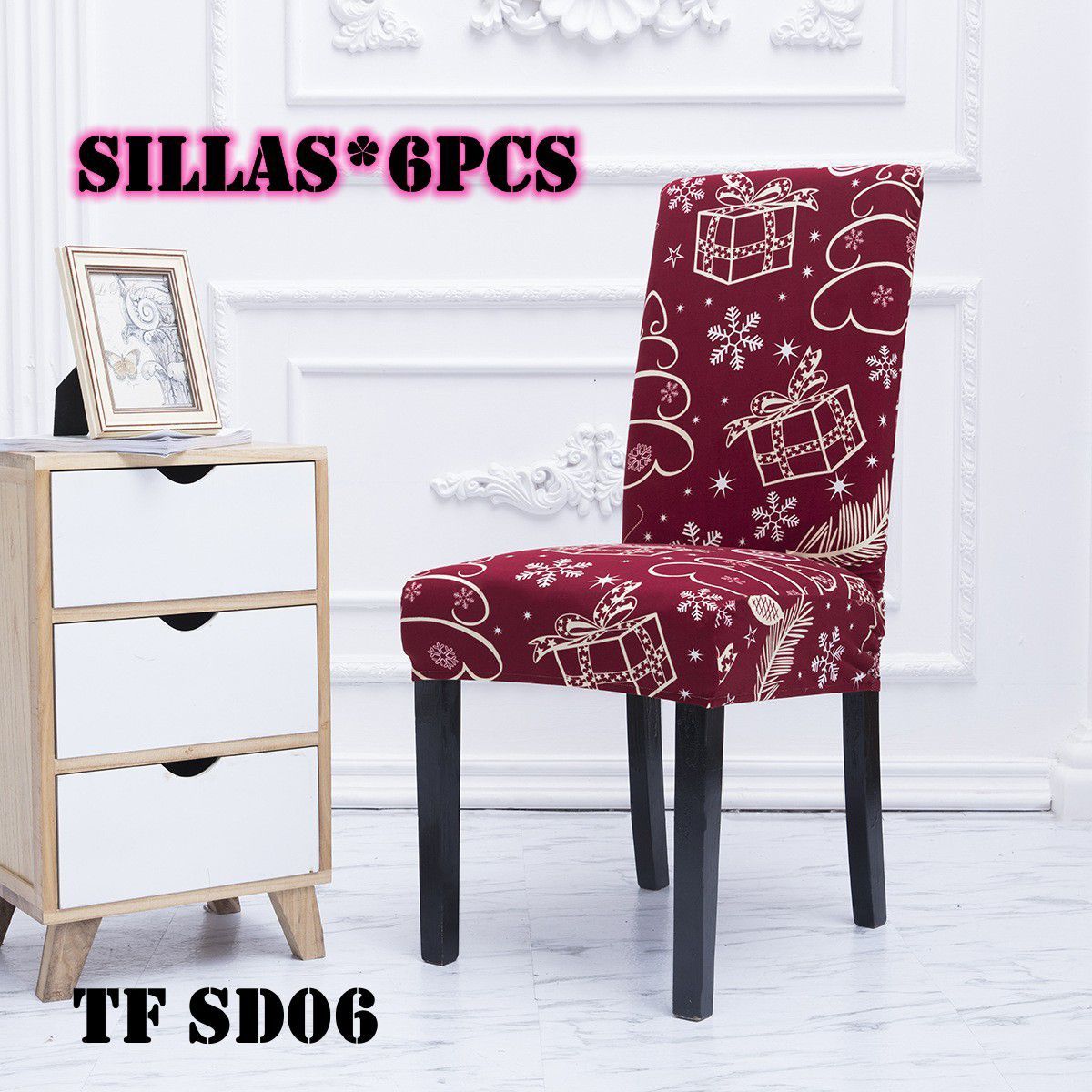 GENERICO - fundas para silla de comedor diseño navidad 6 unidades