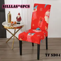 GENERICO - Fundas para silla de comedor diseño navidad 6 unidades