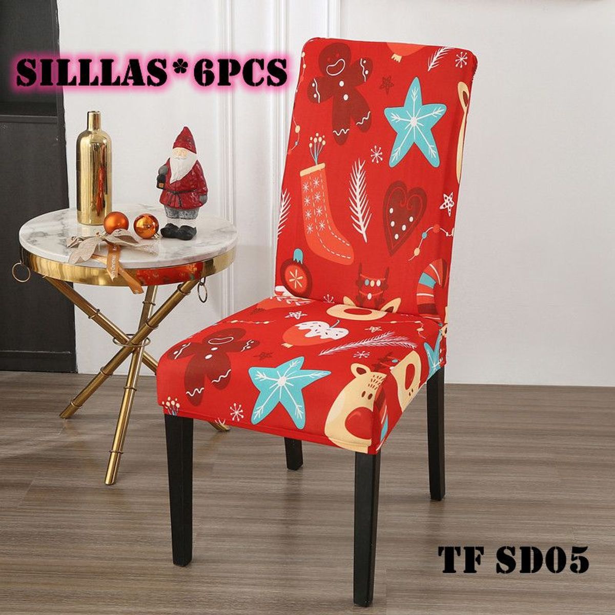 GENERICO - fundas para silla de comedor diseño navidad 6 unidades